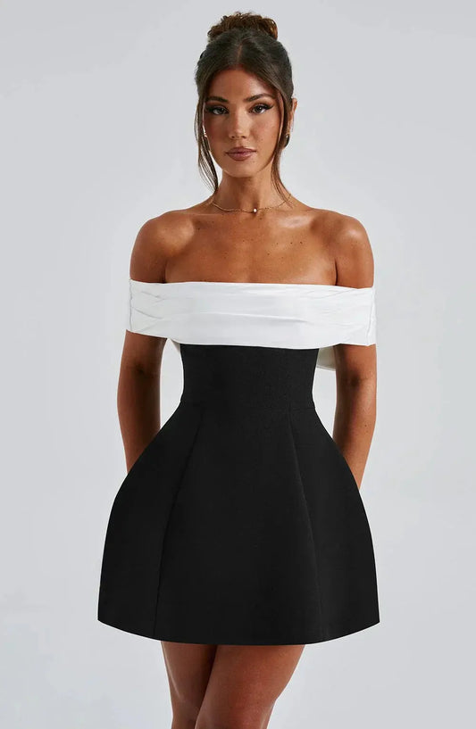 BLACK BLOOM MINI DRESS - NEOSHOP